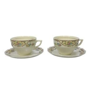 Mount Clemens Pottery 'Mildred' Vintage 1930's Cup and Saucer Set of 2-Excellent